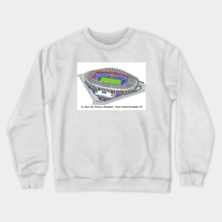 Drawing of Le Parc des Princes Stadium @ Paris Saint-Germain FC Crewneck Sweatshirt